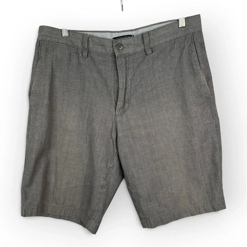 Banana Republic Emerson Short Mens 32 Gray Chino Shorts Classic Preppy Casual